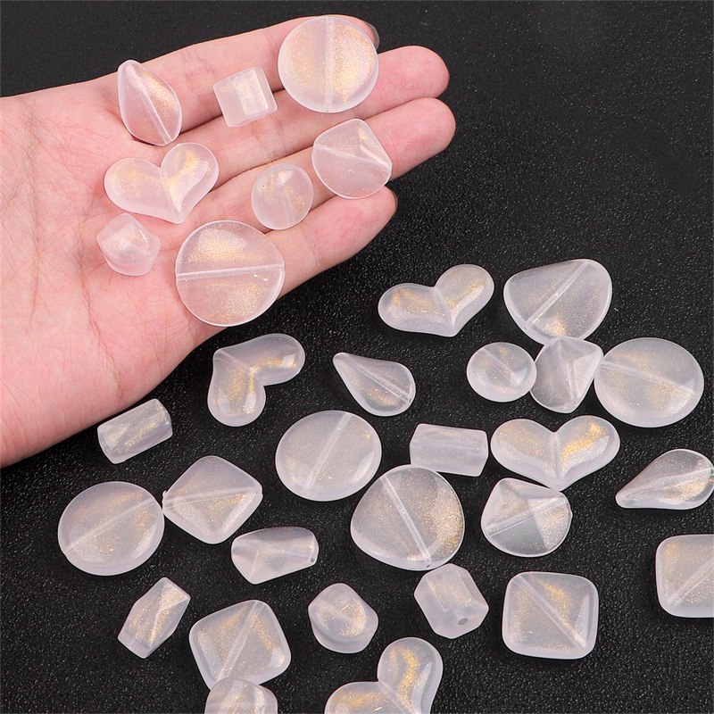 Phụ kiện hạt ngọc trai BEADIA bằng acrylic màu ánh vàng dùng làm trang sức diy