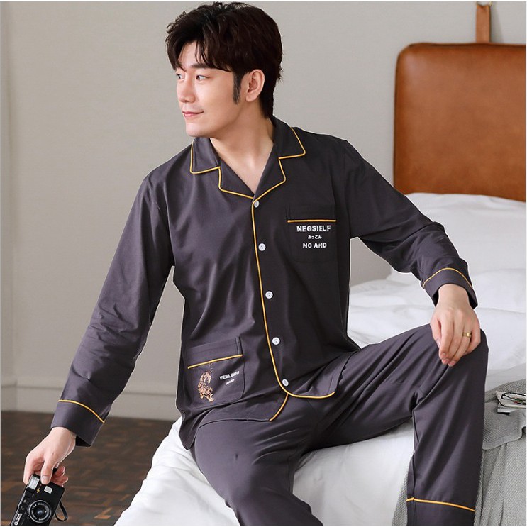 {ảnh thật} Đồ bộ Pijama-Đồ ngủ nam cao cấp phong cách Hàn Quốc, chất COTTON 100 dày dặn & thoáng khí (709)