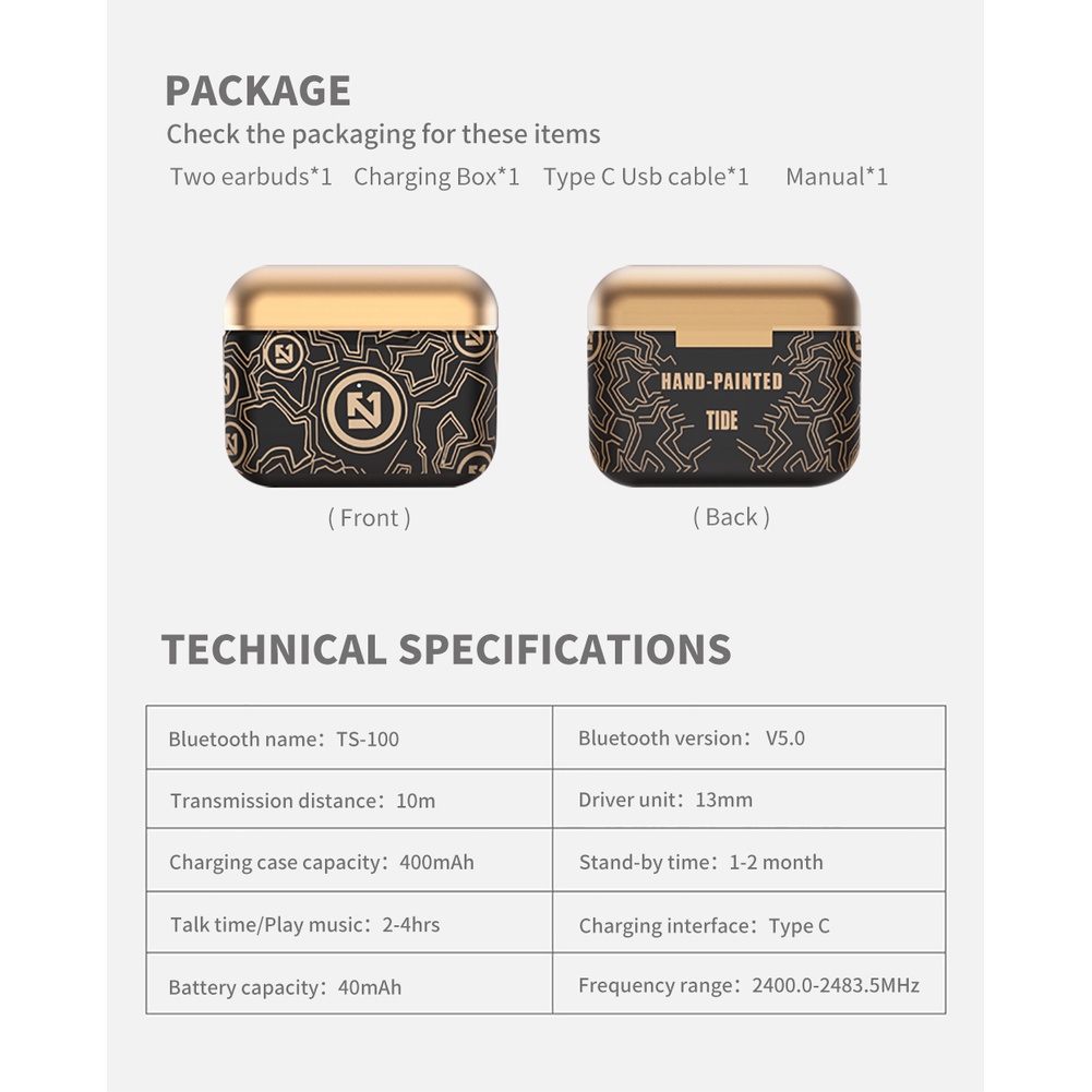 Tai Nghe Nhét Tai Bluetooth 5.0 Không Dây Enqoo Ts-100 Mini Chất Lượng Cao | BigBuy360 - bigbuy360.vn