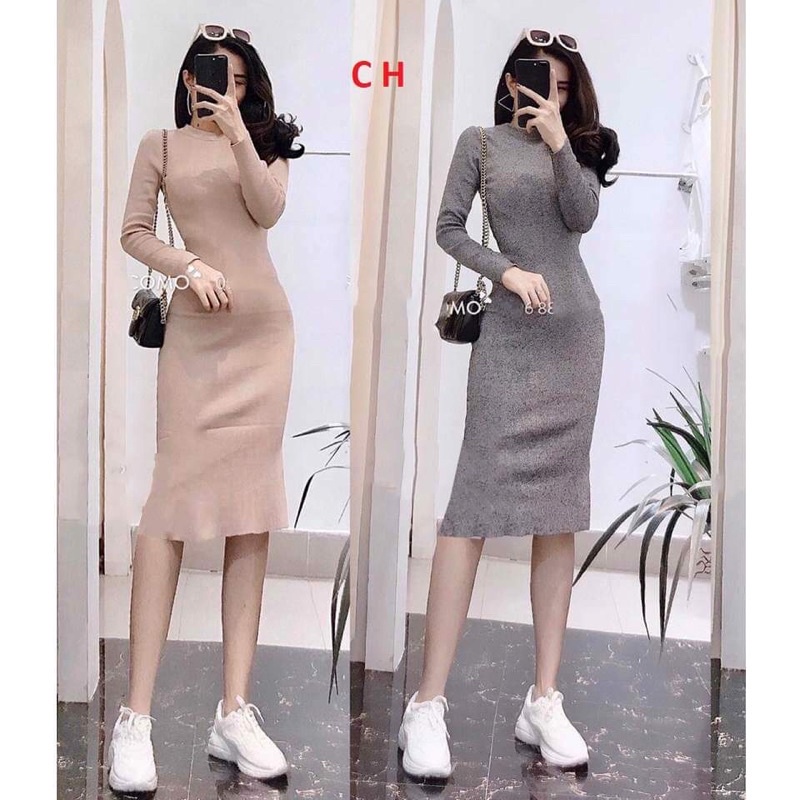 Váy BODY Nữ dáng dài Unisex ❄ FREESHIP❄ Đầm Bodip TÔN DÁNG DÀI TAY THỜI TRANG NữCổ lọ, sexy