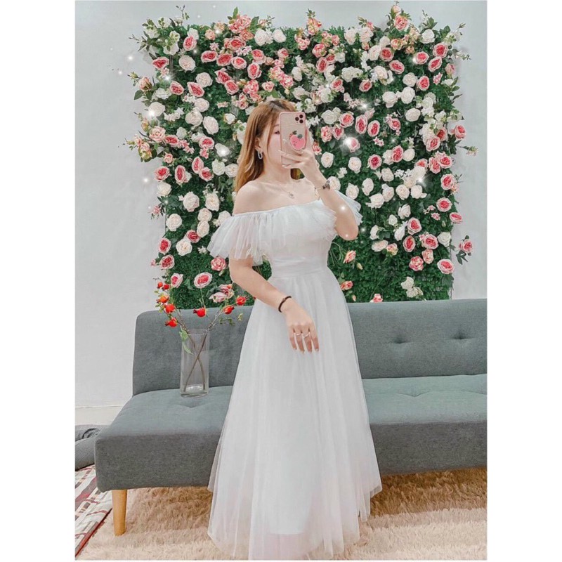 ĐẦM CÔNG CHÚA XẾP LY EO  NHÚNG MẶT TRĂNG