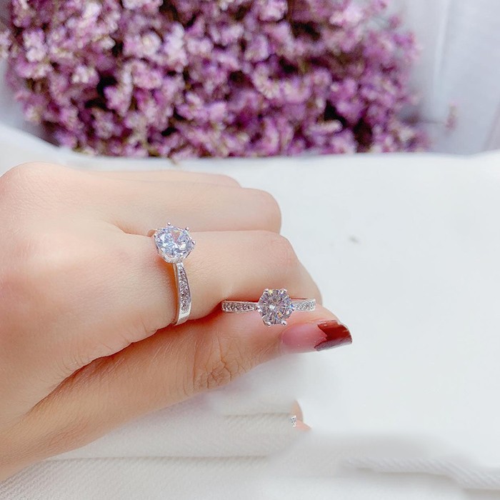 Nhẫn Bạc Nữ Hột Đá Tròn Cao - Minh Canh Jewelry