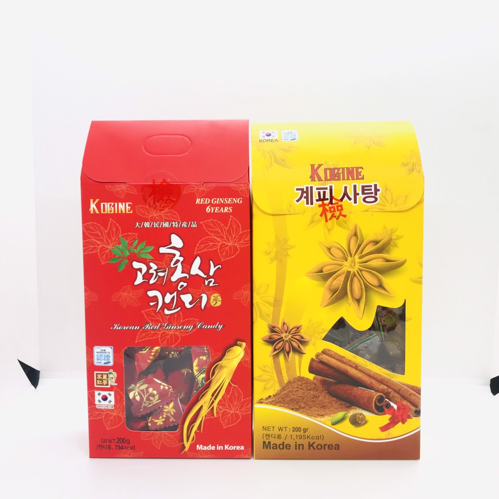 [HỘP GIẤY] KẸO HỒNG SÂM ĐỎ QUẾ VÀNG KOGINE HÀN QUỐC ĂN SIÊU NGON QUÀ TẶNG TẾT CAO CẤP (HỒNG SÂM 6 NĂM TUỔI)