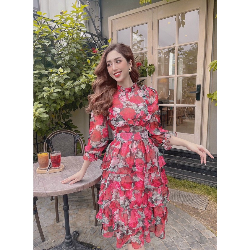 Đầm hoa tầng chất liệu voan lụa 🔸 CỰC XINH 🔸 đầm xòe được làm bằng chất liệu cao cấp, đường may tinh xảo, sắc nét | BigBuy360 - bigbuy360.vn