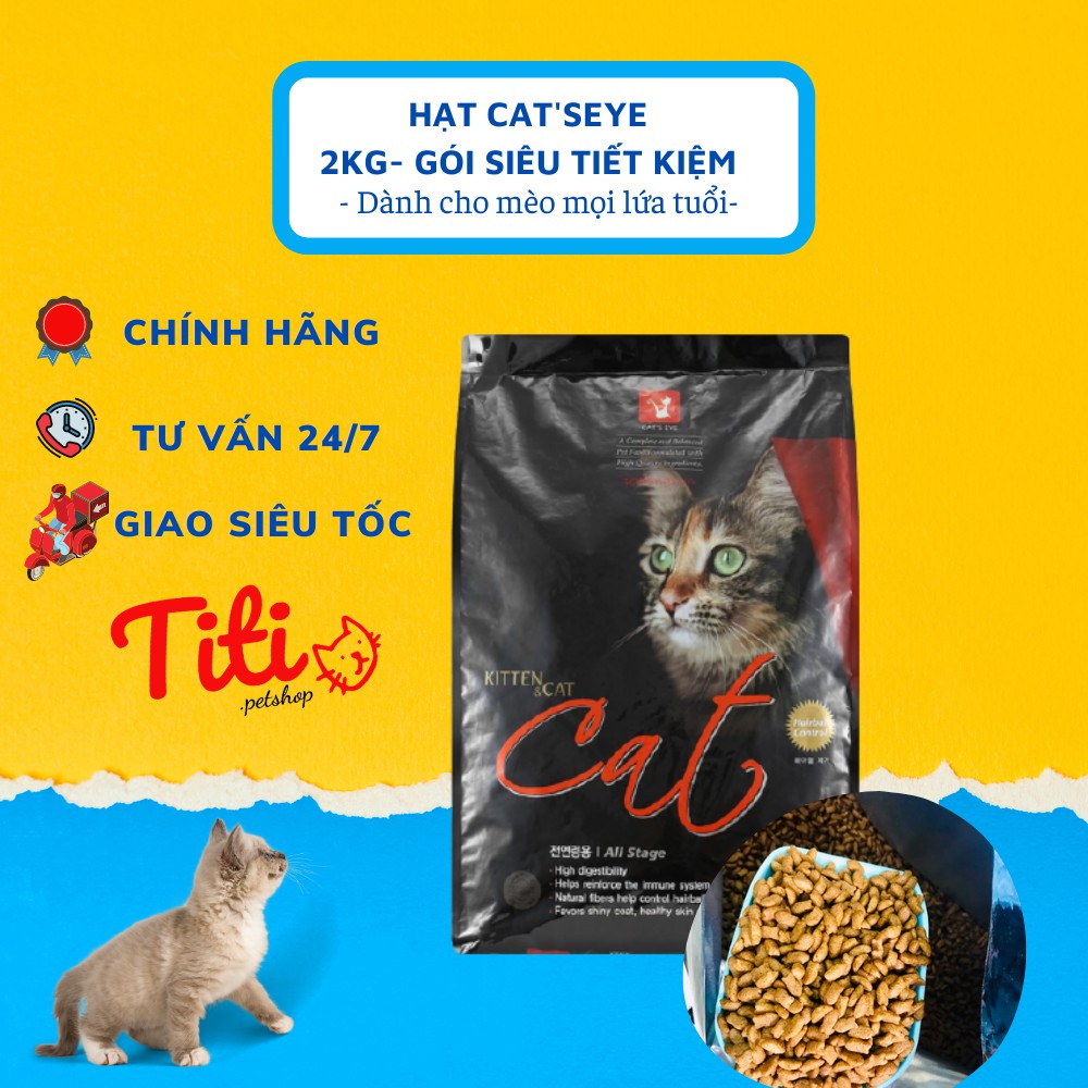 [COMBO 2 GÓI] Thức ăn hạt khô cho mèo hạt cho mèo Catseye THỨC ĂN HẠT CHO MÈO CAT EYE- Titipets Cầu Giấy