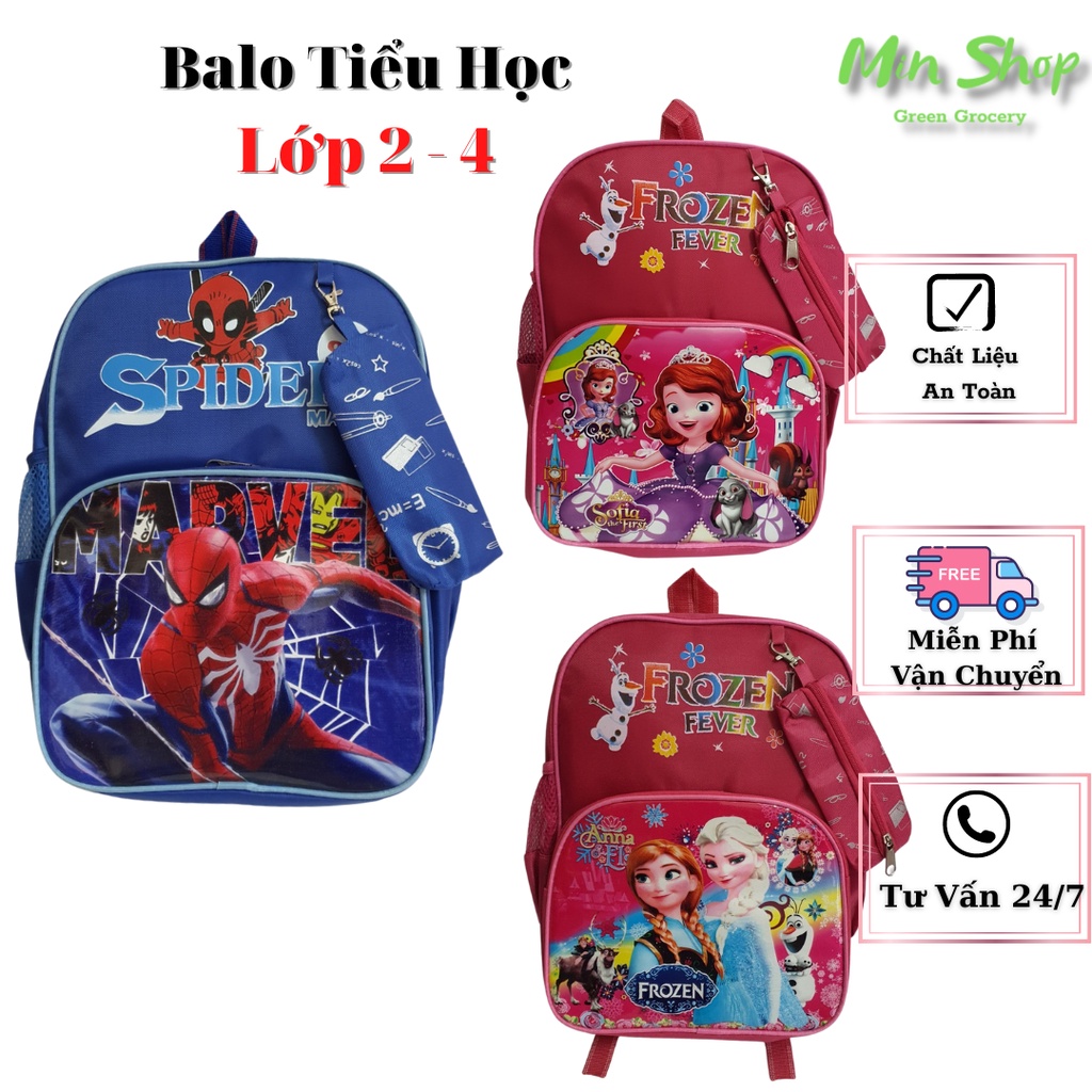 Ba lô Tiểu Học Cho Bé Trai Bé Gái Lớp 2-4 Kèm Túi Đựng Bút Kích Thước 36 x 32 x 6cm - BL01