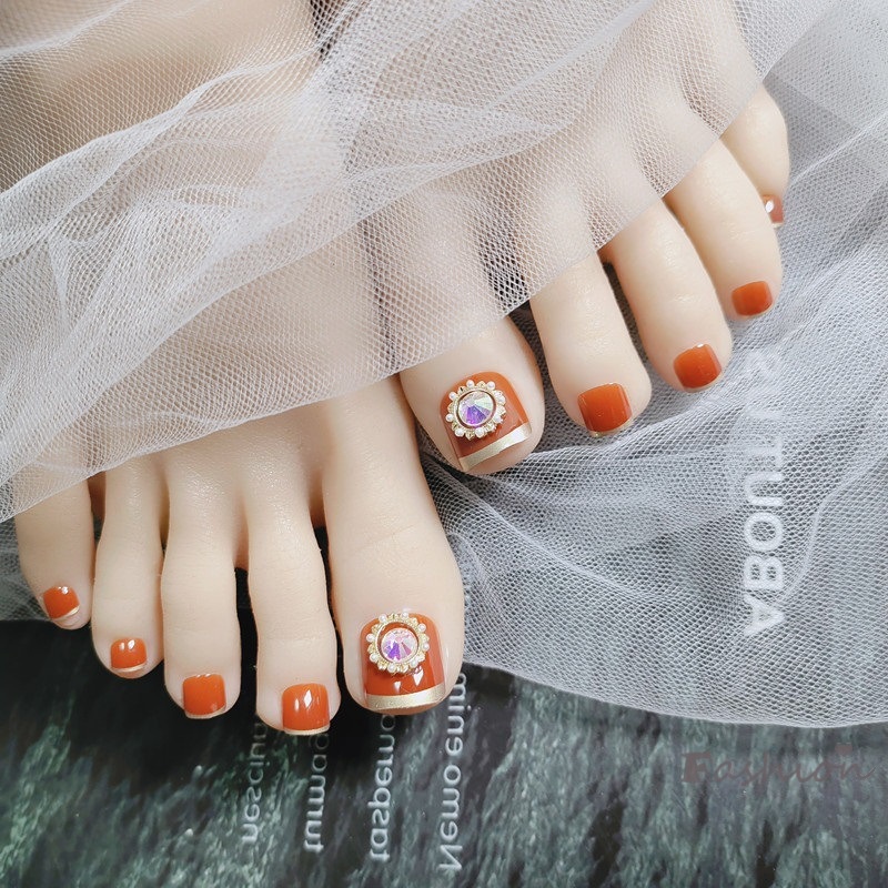 Set 24 Móng Chân Giả Họa Tiết Hoa Hướng Dương Màu Sắc Xinh Xắn Thời Trang