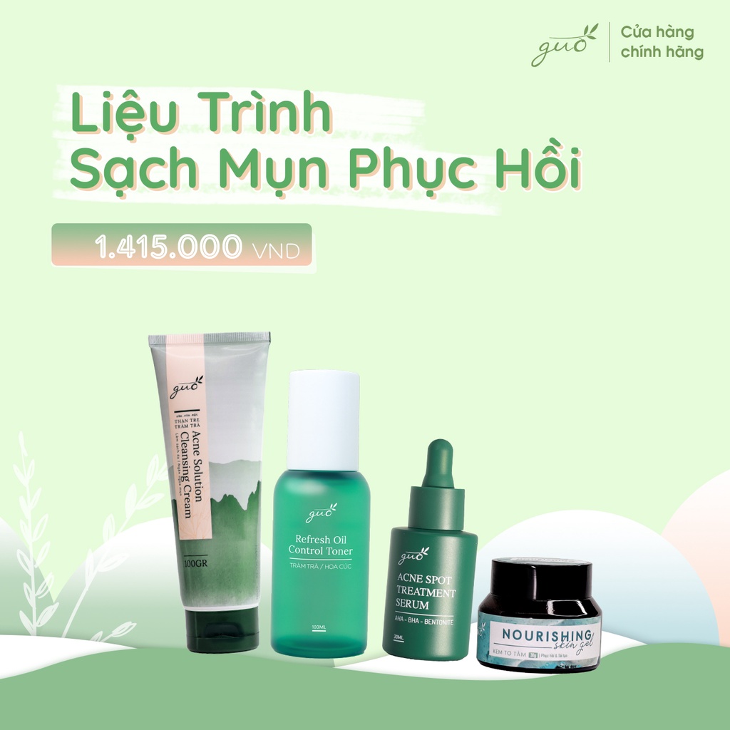 [Mã LT200 giảm 200K đơn 699K] [100% cam kết thiên nhiên- Bộ Sạch Mụn Phục Hồi] GUO Phục hồi Dịu Da, dịu nhẹ - 4 sản phẩm