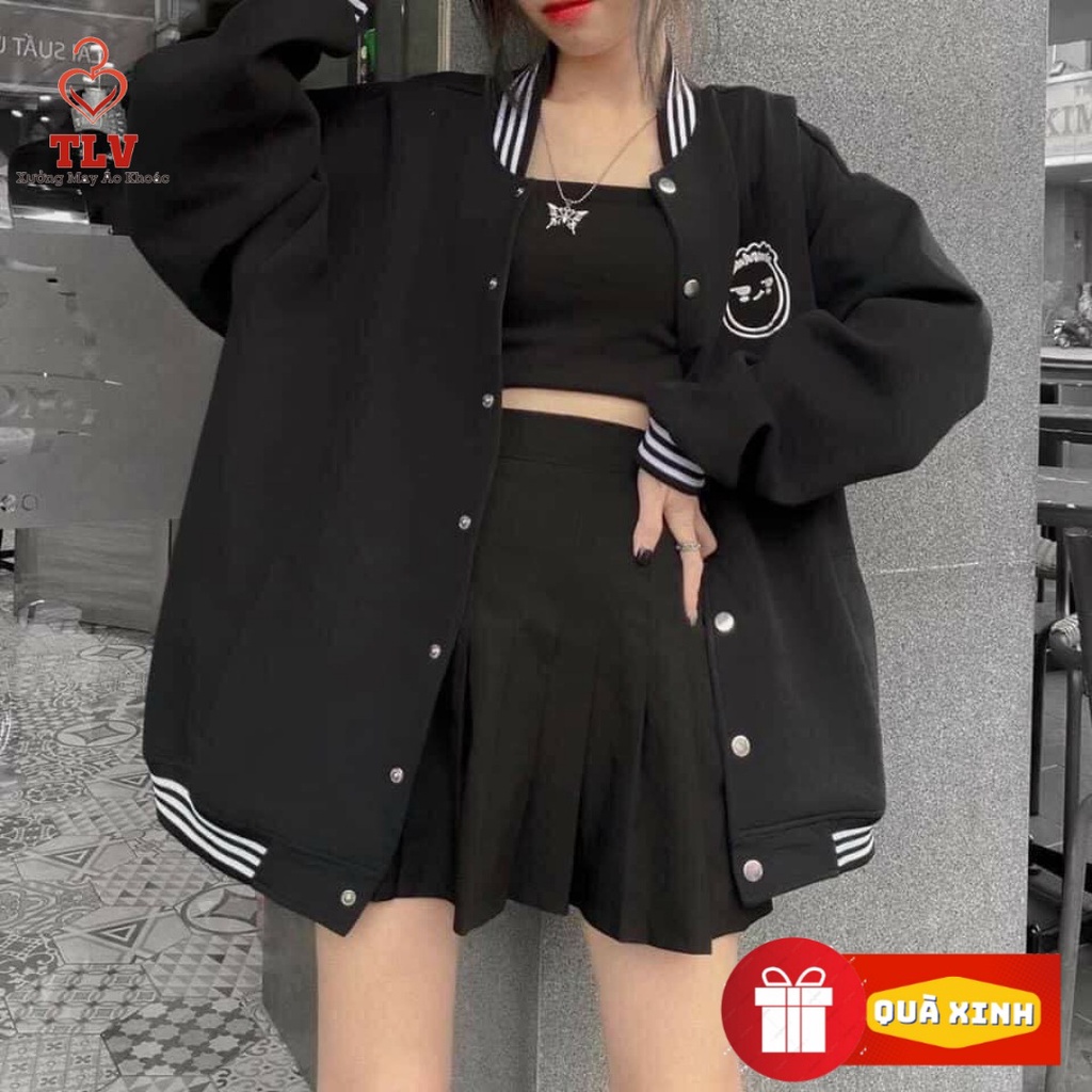 Áo Khoác Nỉ Bomber Mặt Cute Nam Nữ Unisex Form Rộng Chất Nỉ Bông Dày Dặn Trẻ Trung TLV