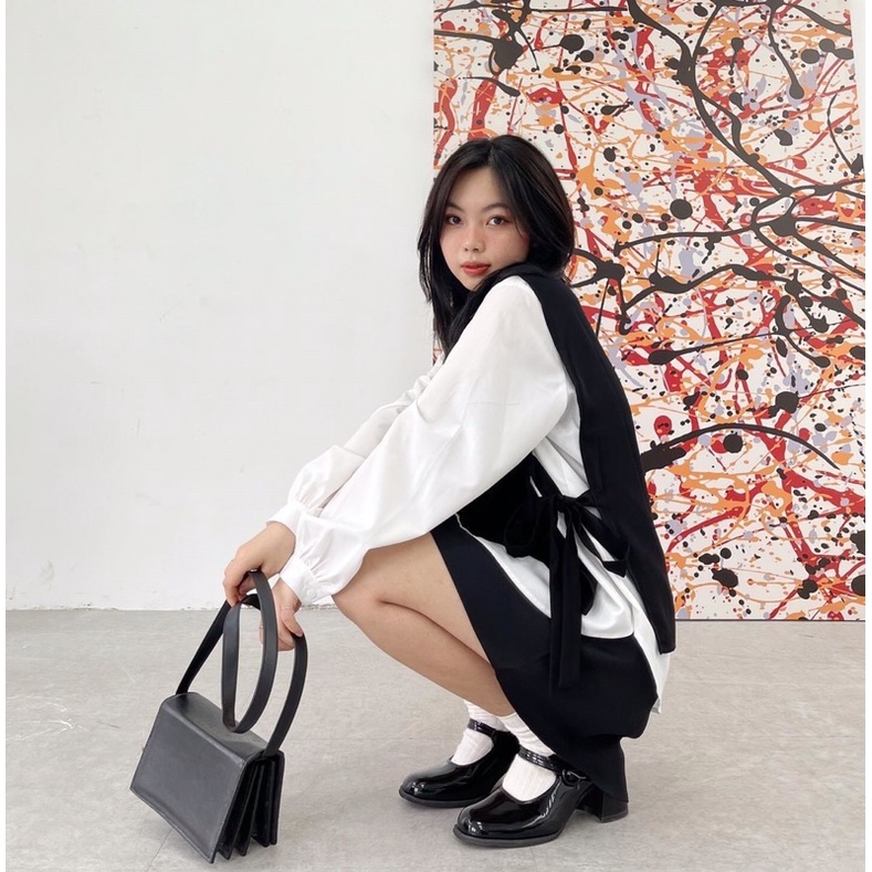 Sét Áo Sơ Mi Trắng Kèm Ghi Lê Thắt Hai Bên Cách Điệu Cực Đẹp (Ảnh thật ở cuối) | BigBuy360 - bigbuy360.vn