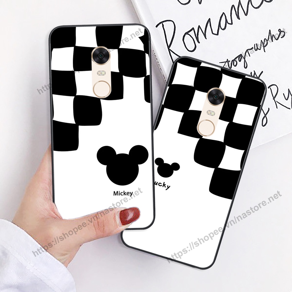 Ốp lưng Xiaomi Redmi Note 3 / Redmi Note 4/ Note 4x / Redmi 5 / Redmi 5 Plus trái tim họa tiết caro, mikey cute