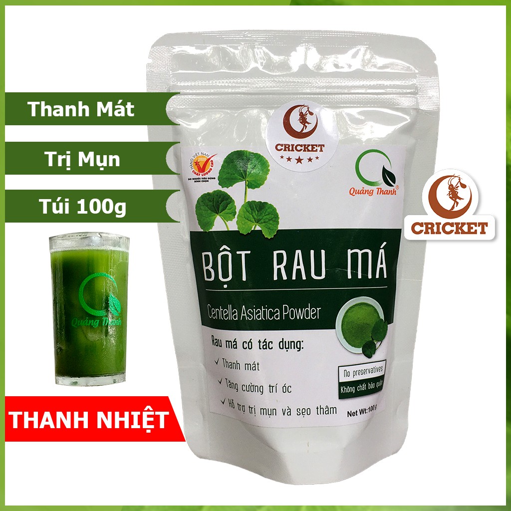 BỘT RAU MÁ SẤY LẠNH QUẢNG THANH NGUYÊN CHẤT (100g) HẾT MỤN, THANH MÁT CƠ THỂ, LÀM ĐẸP DA, TRĂNG DA, DETOX