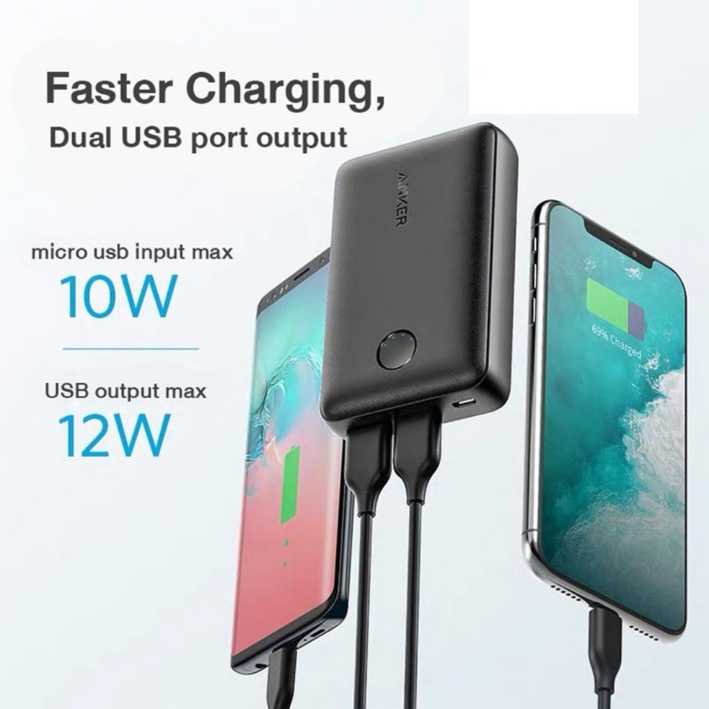 Pin sạc dự phòng ANKER PowerCore 10000mAh Select 2 cổng out USB - Mã A1223