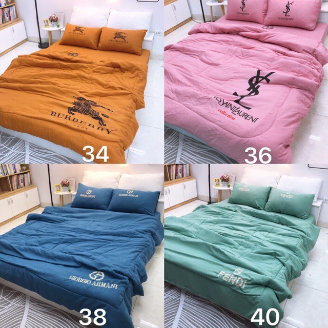 Set chăn ga gối cotton đũi 5 món. Đc chọn mẫu.