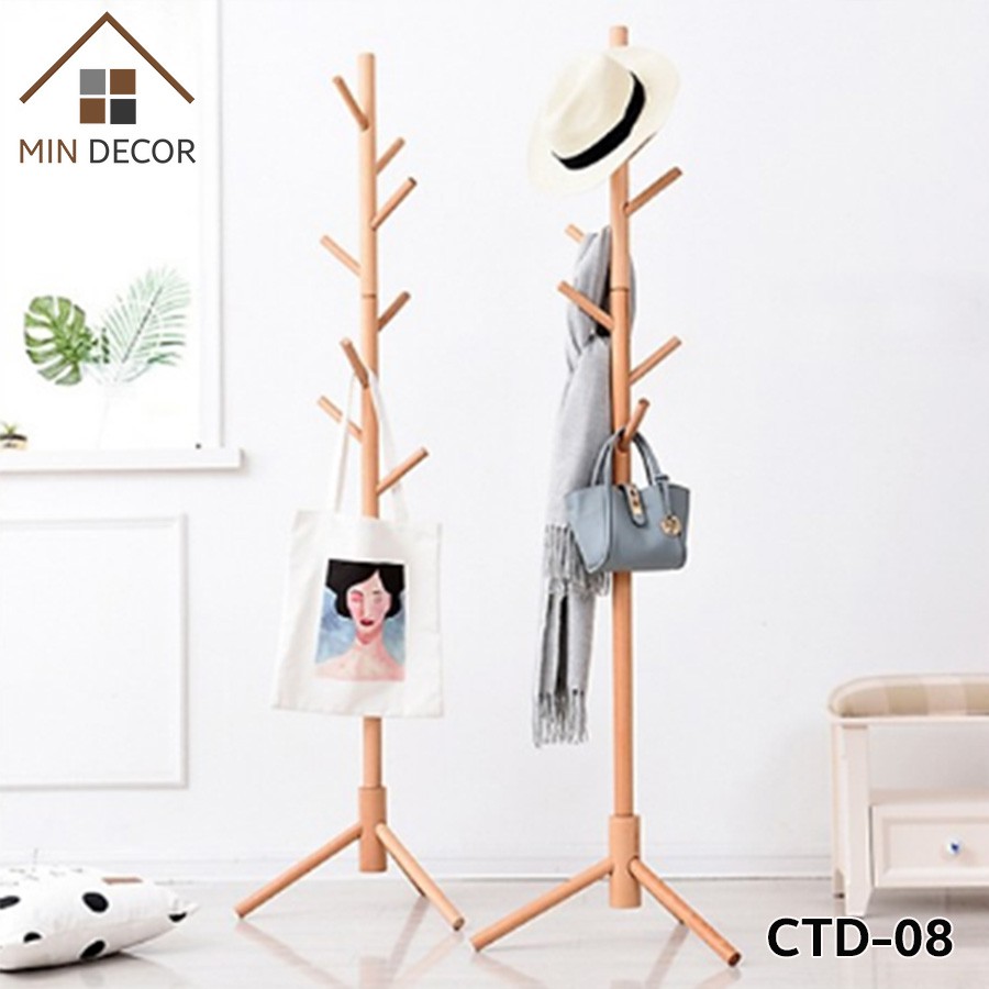 [GIÁ SỐC] Kệ treo đồ, giá treo quần áo cây treo quần áo bằng gỗ để đồ cho túi xách áo khoác đa năng lắp ráp dễ dàng | BigBuy360 - bigbuy360.vn