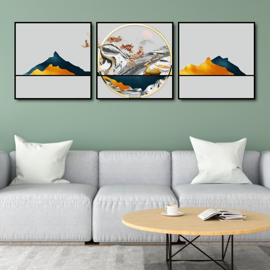 HCM Bộ 3 Tranh phong cảnh  Canvas giá xưởng - Tranh canvas giá xưởng - Tặng kèm đinh đa năng không cần khoan tường