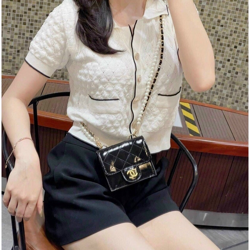 Túi Mini Đeo Chéo Phối Dây Ngọc, Túi Xách Nữ Tag X