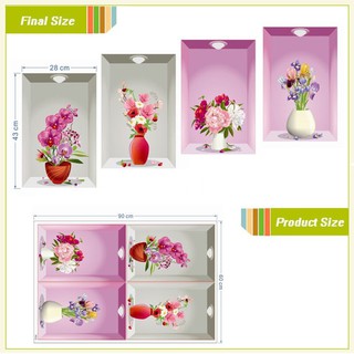 Nhãn dán tường hình bình hoa 3D