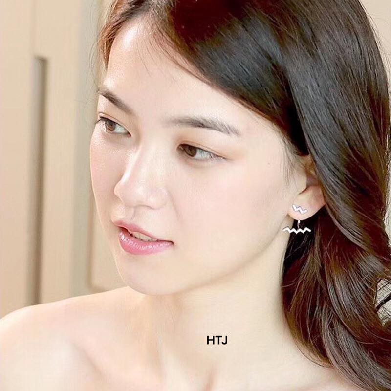 Bông tai sóng đính đá siêu xinh bạc ta