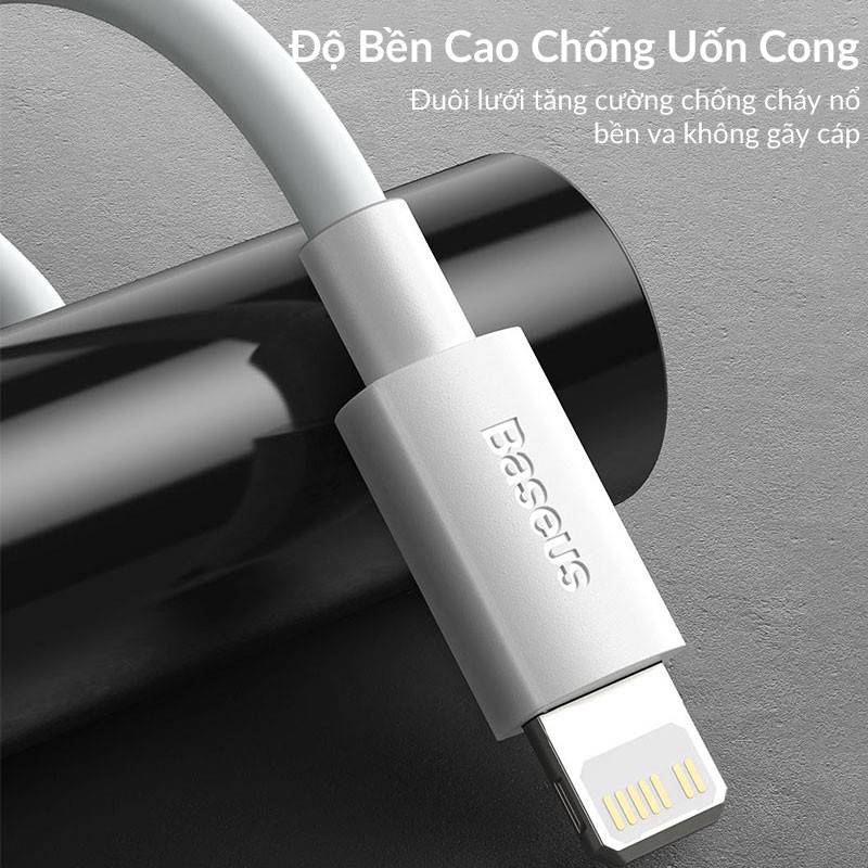 Combo 2 Cáp Sạc Nhanh iPhone Type C to Lightning Baseus Simple Wisdom Hỗ Trợ PD 20W, 18W, Dài 150cm, Chống cháy