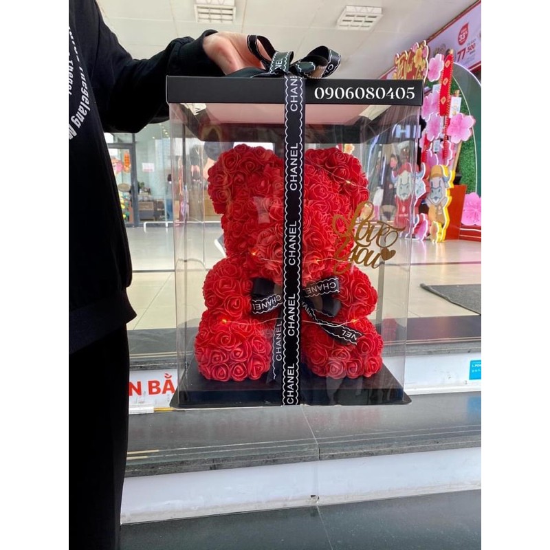 Gấu xốp 35cm, phôi gấu 35cm gắn hoa trang trí