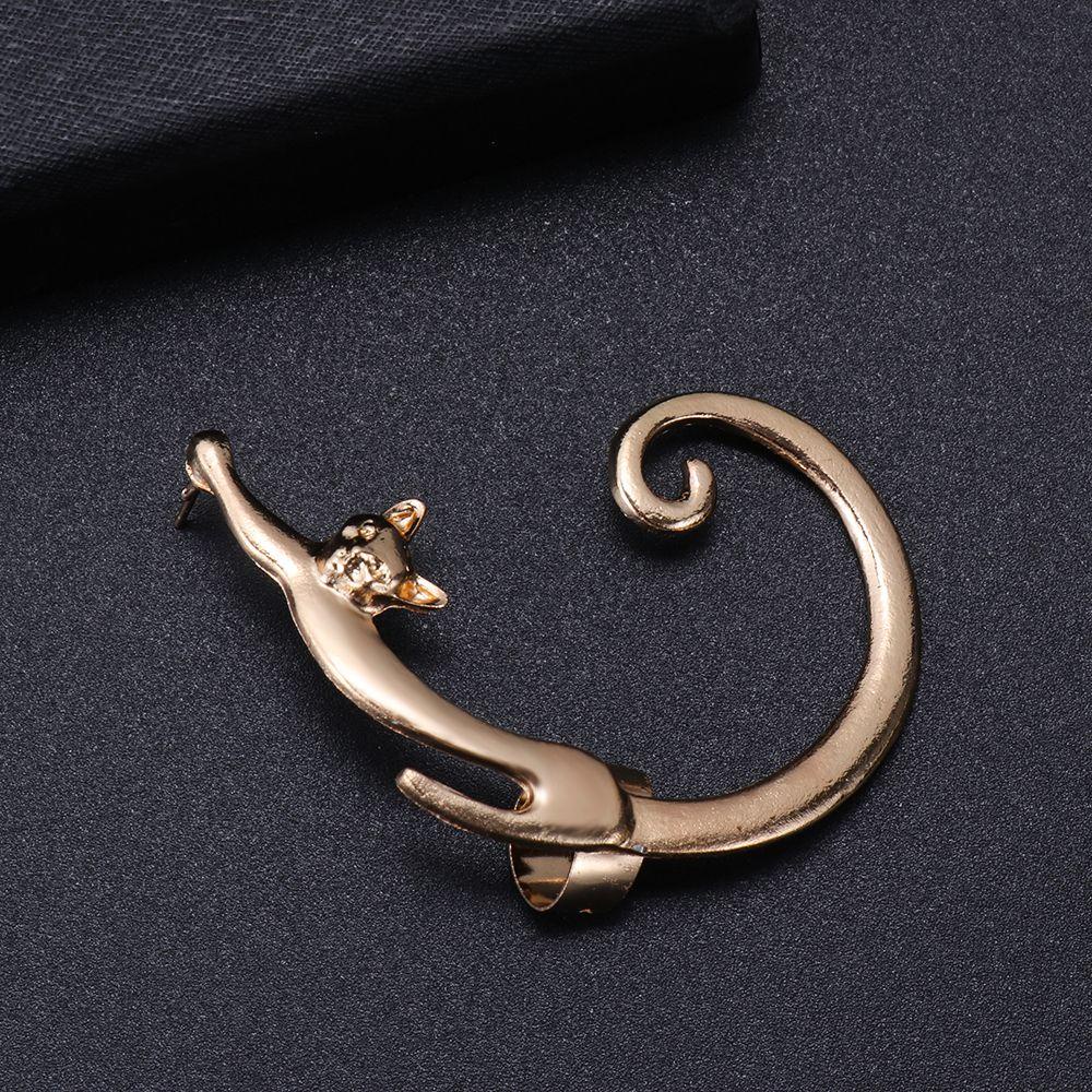 JUNE Bông Tai Dạng Kẹp Hình Mèo Hoạt Hình Bằng Hợp Kim Thời Trang Cho Nữ