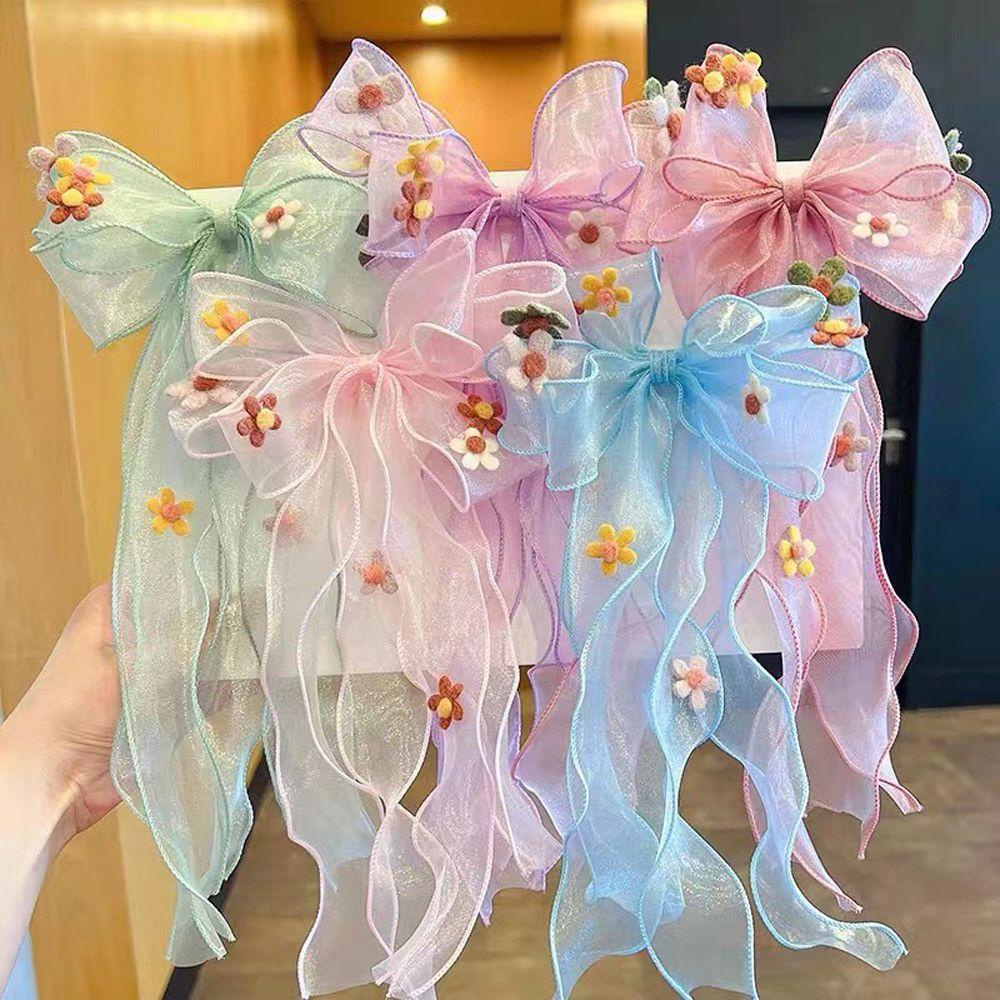 Kẹp Tóc Nơ Ruy Băng Dài 15H Xinh Xắn Cho Bé Gái