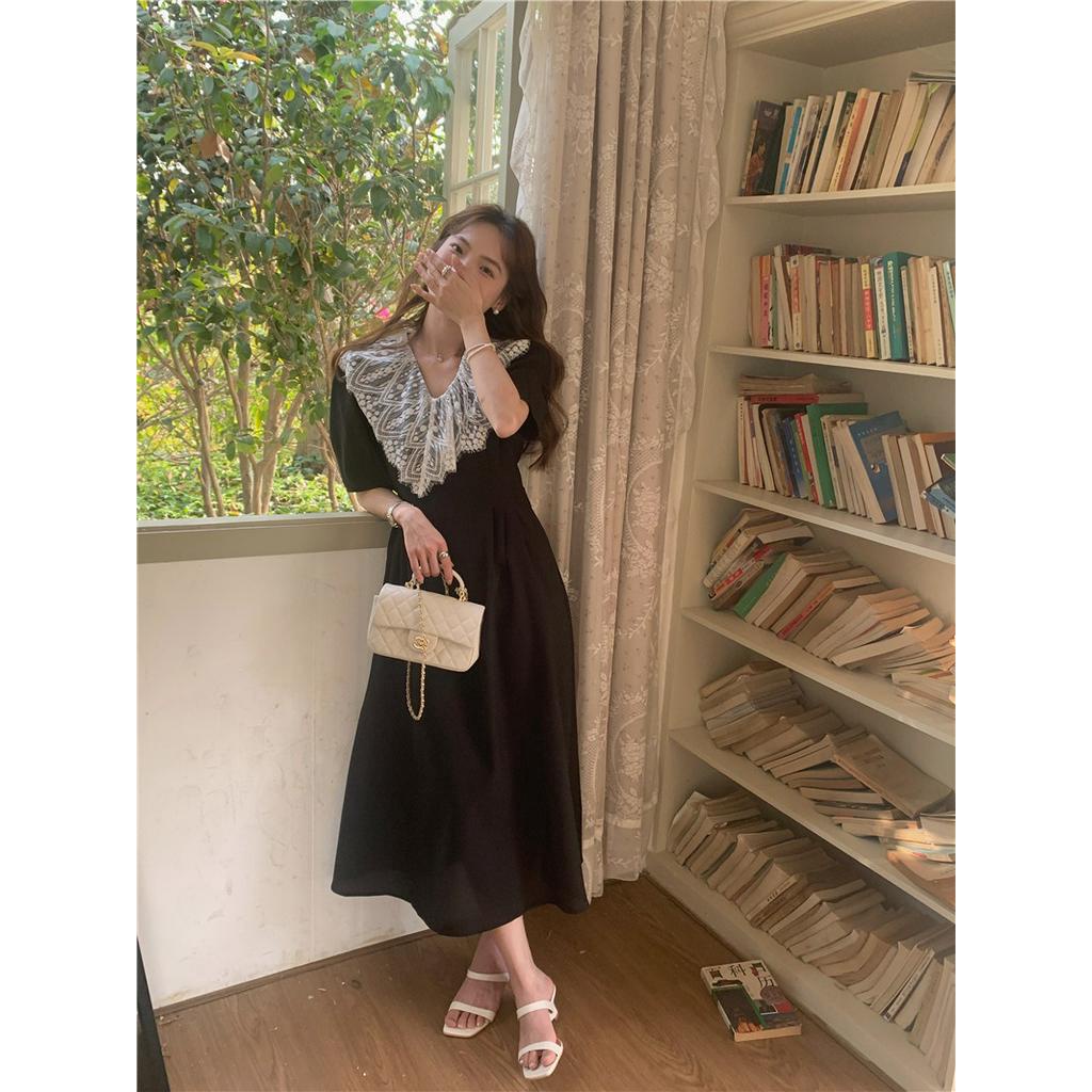 Đầm Ren Ngắn Tay Phong Cách Retro Pháp Quý Phái 61983