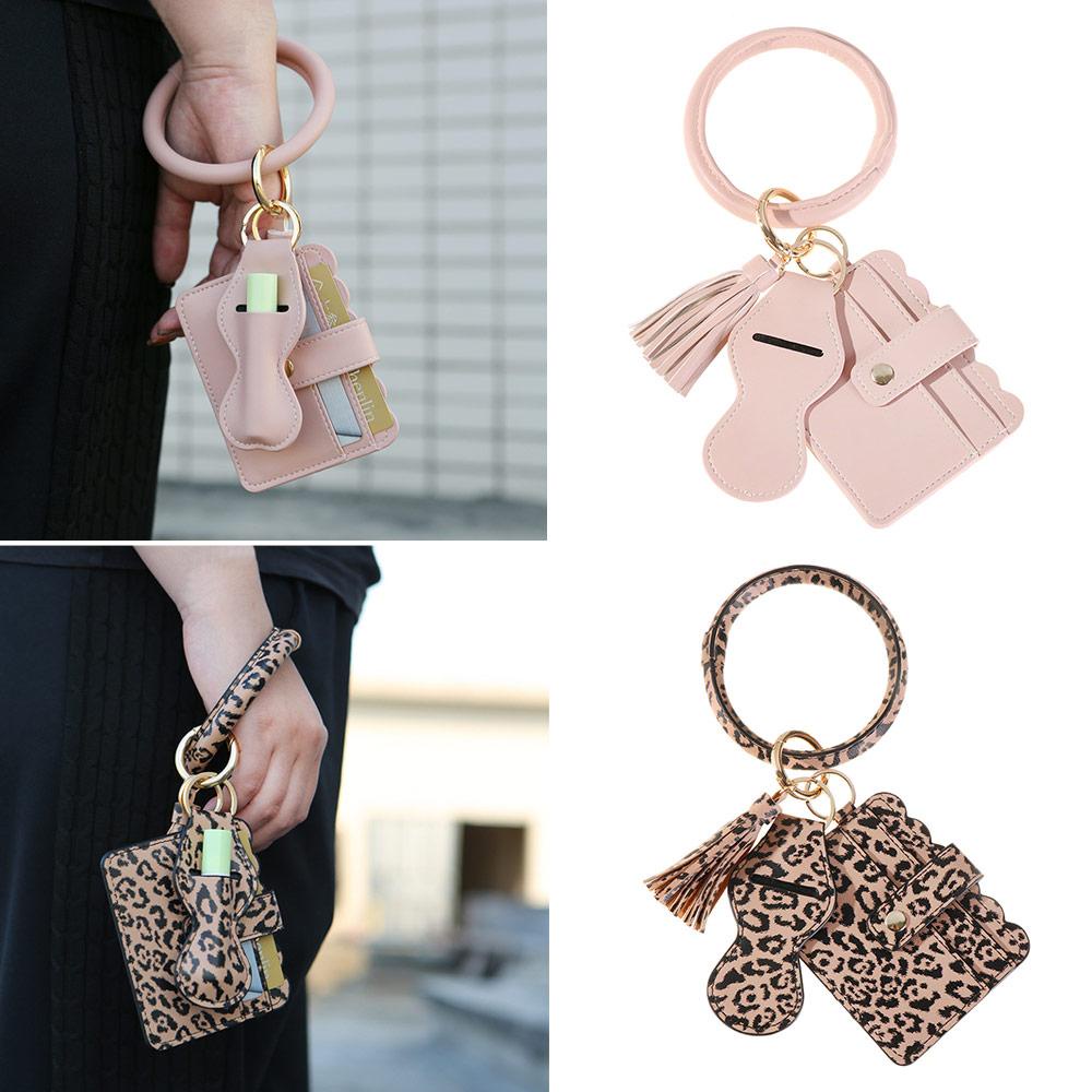 Móc Khóa Bằng Da PU Phối Tua Rua Kèm Vòng Đeo Tay Tiện Dụng Cho Nữ
