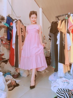Đầm maxi nơ lưng kèm hình thật
