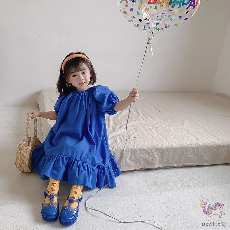 Đầm công chúa tay phồng phong cách mùa hè Hàn Quốc cho bé gái