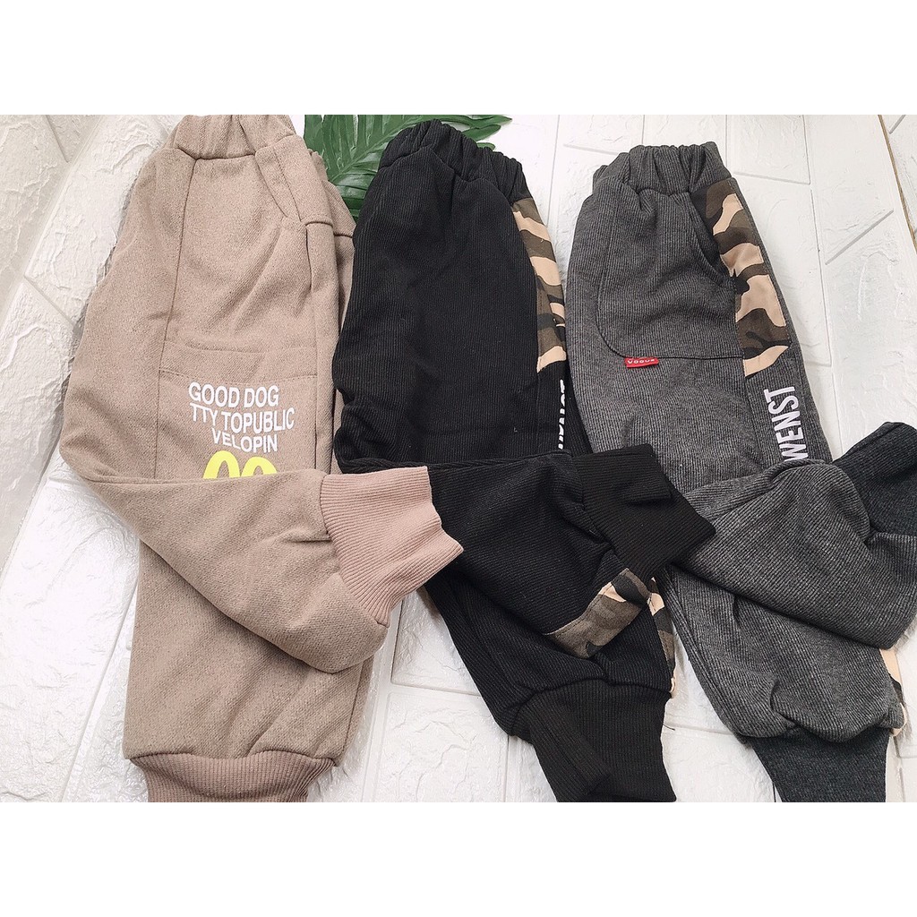 Quần dạ lót lông bé trai siêu ấm sz 8-18kg