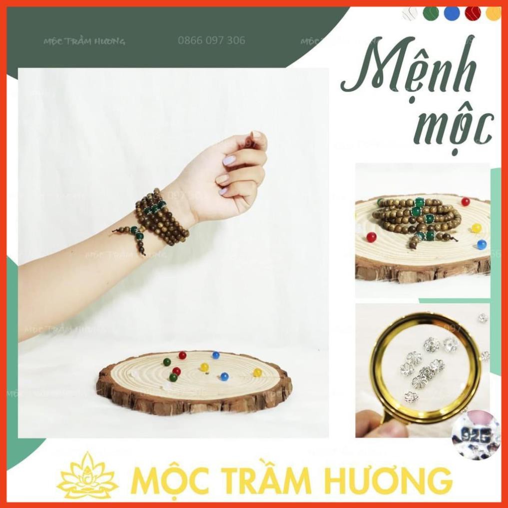 Vòng Tay Trầm Hương Ngũ Bảo Trợ Mệnh - Chuỗi Tràng Hạt 108 Mix Đá Mã Não/Mắt Mèo - Tự Nhiên 100% - Phong Thủy Theo Mệnh