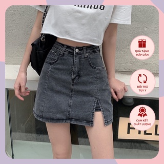 Chân váy jean ôm chân váy sexy xẻ đùi WANAWEAR chất bò mềm đẹp co giãn tốt