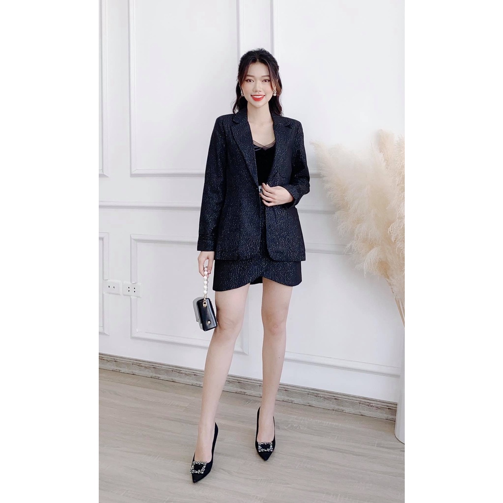 Set áo vest và chân váy kèm belt thanh lịch - S3925