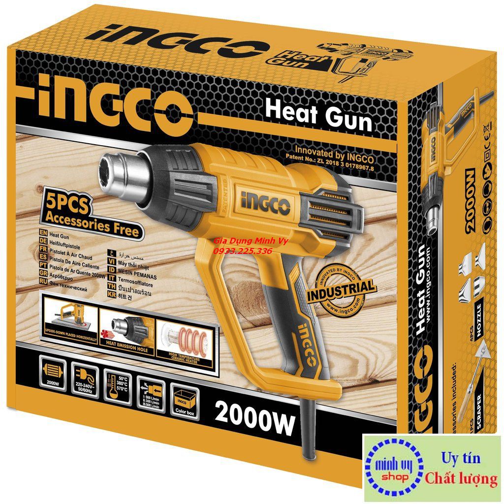 Súng thổi nhiệt hơi nóng Ingco HG200028 - 2000W (Máy khò)