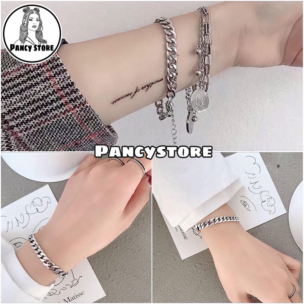 vòng tay lắc tay nam nữ titan dây xích trơn không gỉ siêu bền