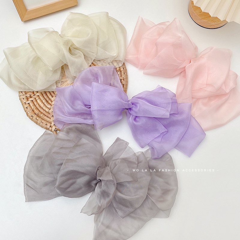 Kẹp Tóc Hình Nơ Lớn Bằng Vải Voan Thời Trang Mùa Xuân Mới