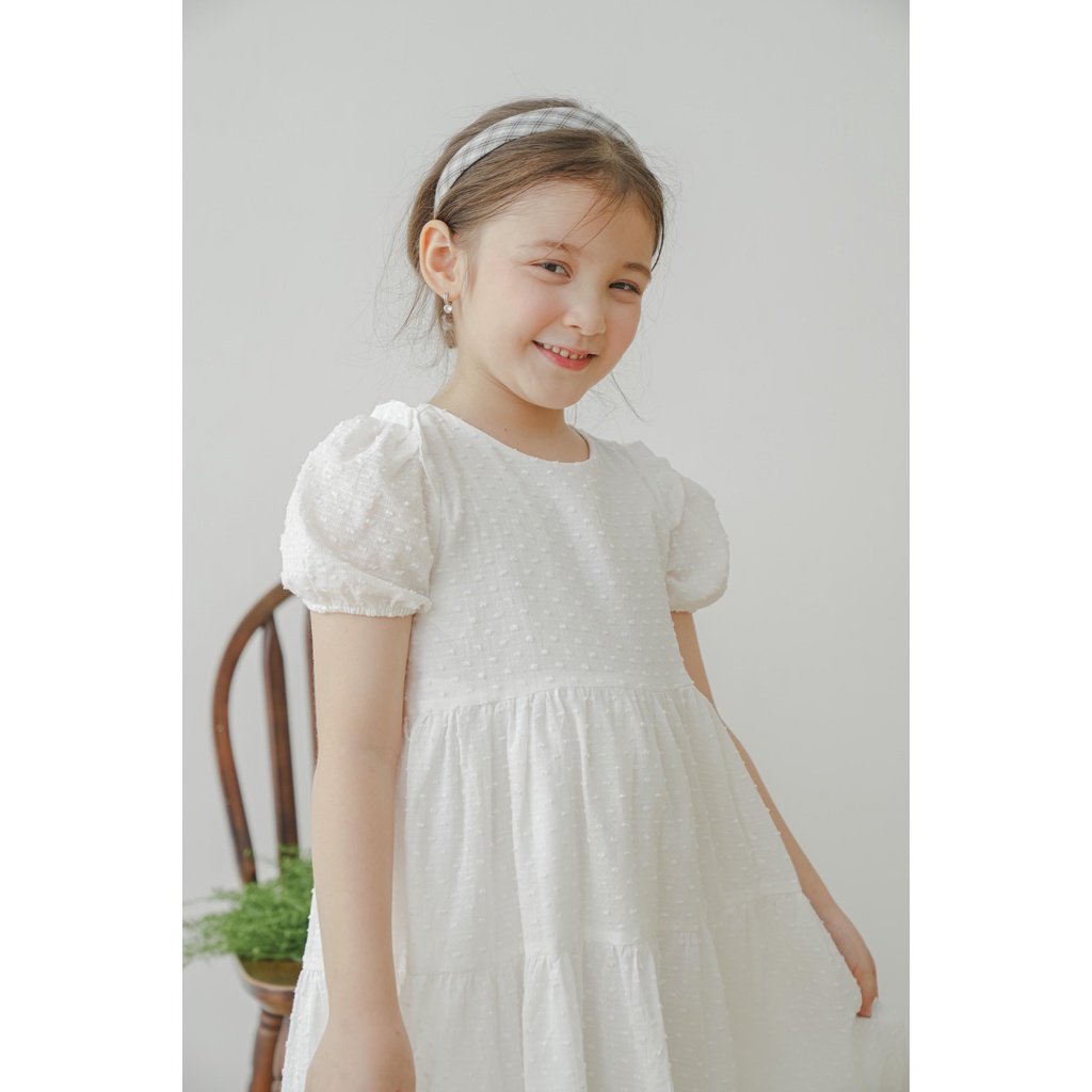 Đầm thiết kế bé gái CRABIE babydoll cộc tay bèo nhún công chúa xinh xắn - Suzy dress - Trắng