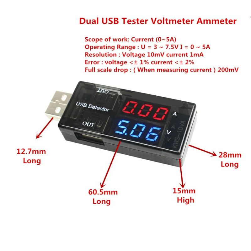 USB test kiêm USB hub 2 trong 1, kiểm tra điện áp, dòng điện củ sạc xịn sạc dởm