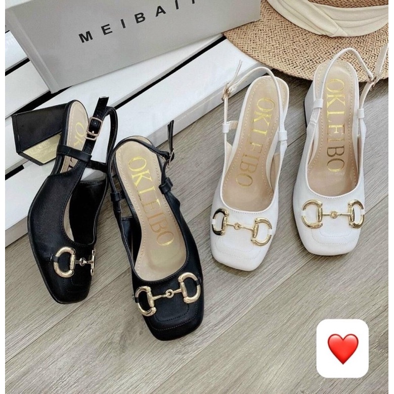 Giày búp bê,sadal quai hậu cao gót 2 màu hottrend cho nữ