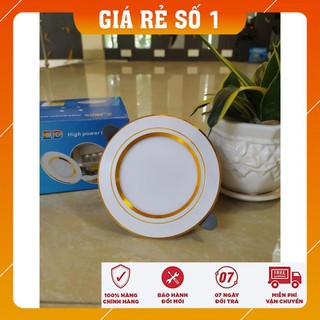 Đèn âm LED trần, Đèn âm trần đế đúc 7w, 3 chế độ sáng , đèn downlight phi 90 viền vàng/bạc