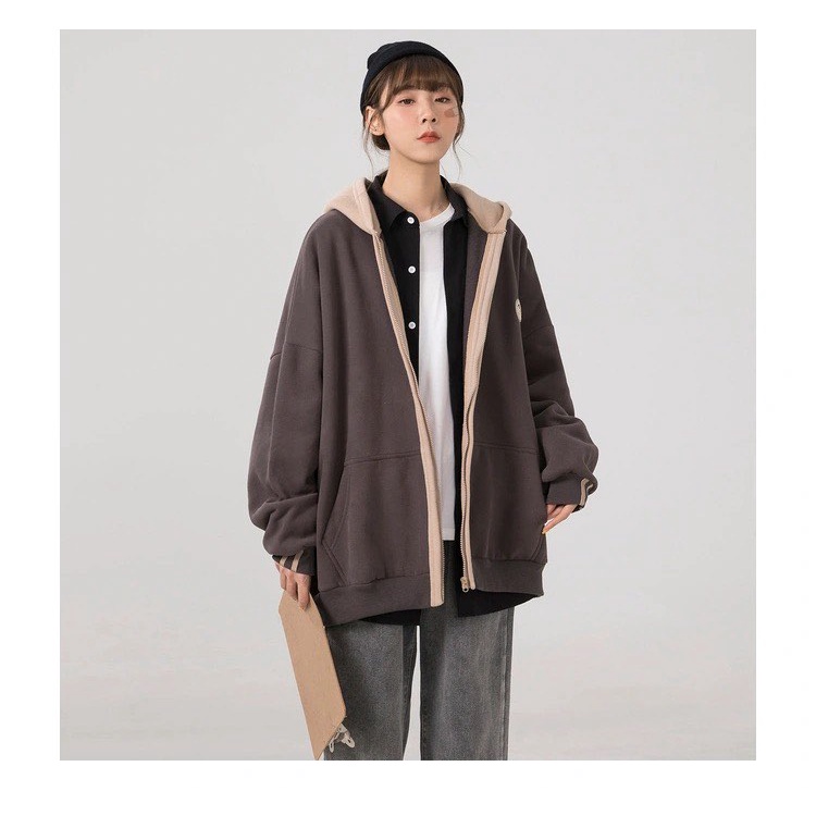 [Có ảnh thật] ÁO KHOÁC NỈ BÔNG CÓ MŨ PHA MÀU G263 | BigBuy360 - bigbuy360.vn