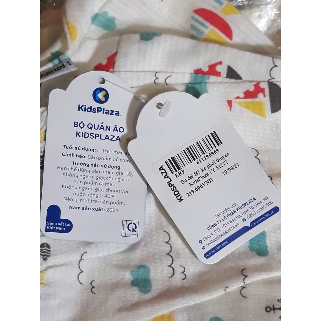 BỘ QUẦN ÁO TAY DÀI KIDSPLAZA IN HÌNH THUYỀN