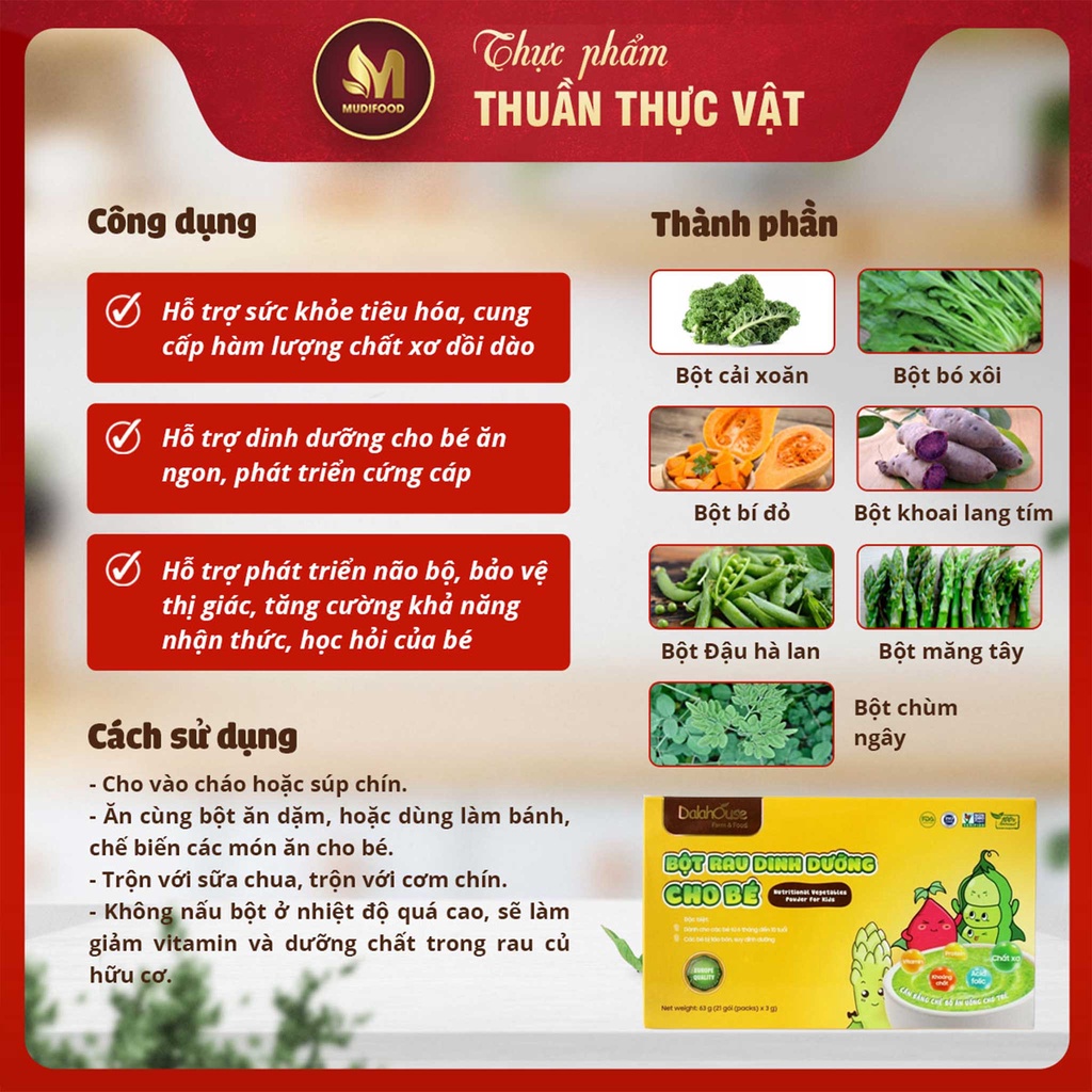 Bột Rau Củ Hữu Cơ Cho Bé Dalahouse Hộp 21g/63g - Tự Nhiên, Giàu Dinh Dưỡng, Sấy Lạnh Tiêu Chuẩn Châu Âu