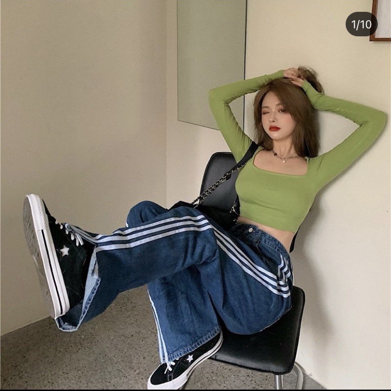 ADORABLE QUẦN JEANS XANH 3 SỌC 🥰🥰🥰