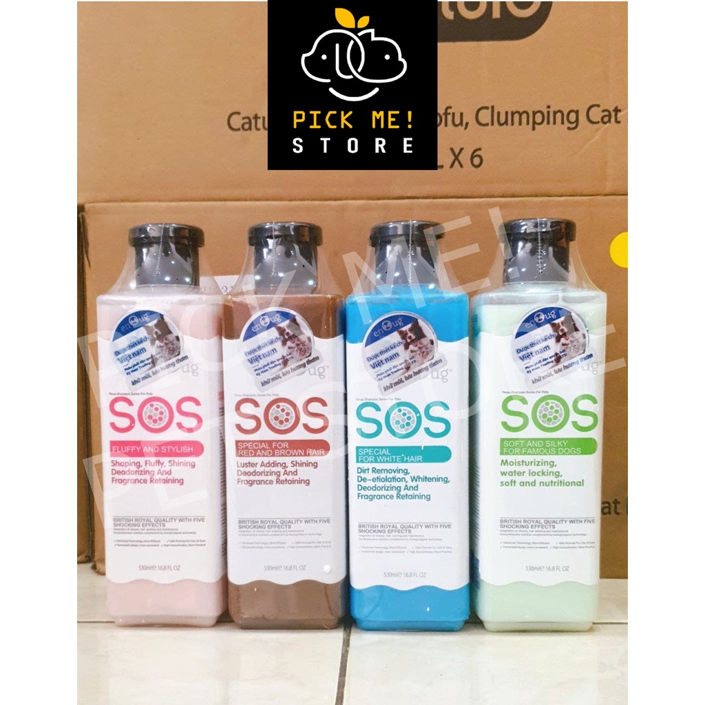 [ CHÍNH HÃNG ] Sữa tắm SOS | S.O.S cho Chó 530ml - Poodle, Lông trắng, Lông nâu đỏ, lông tối màu, khử mùi, rụng lông