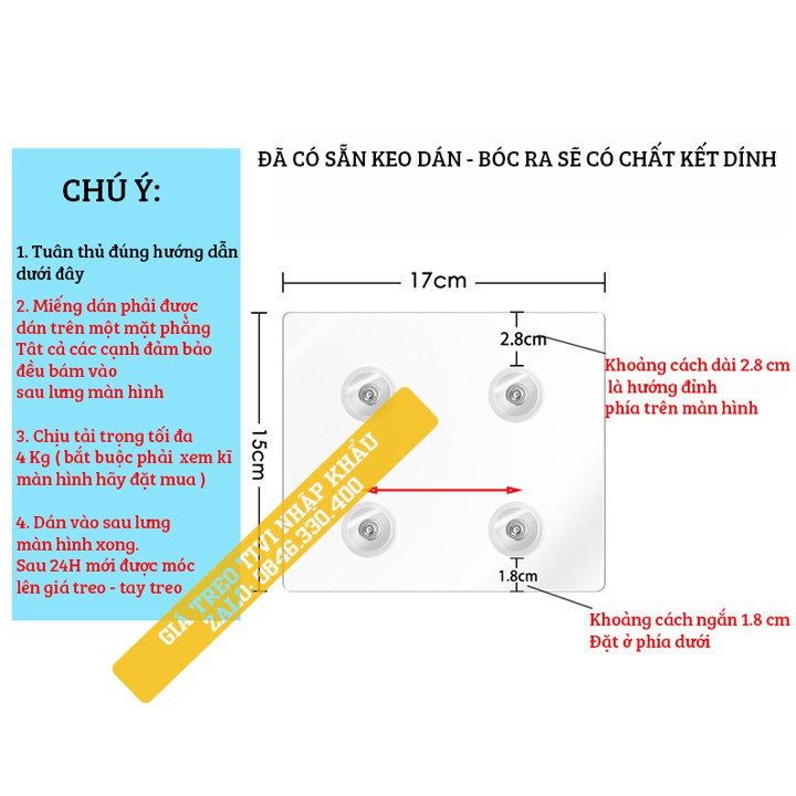 Tấm Dán Siêu Chắc Tạo Ốc VESA - Dùng Cho Màn Hình 17 - 27 Inch Không Có Lỗ Ốc - Lắp Đặt Cùng Giá Treo Màn Hình Máy Tính