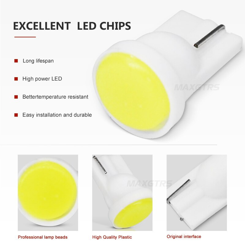 Đèn Led T10 Dùng Thay Thế Taplo Đồng Hồ, Mặt Đồng Hồ Ô Tô, Xe Máy 1 Mắt Chip COB