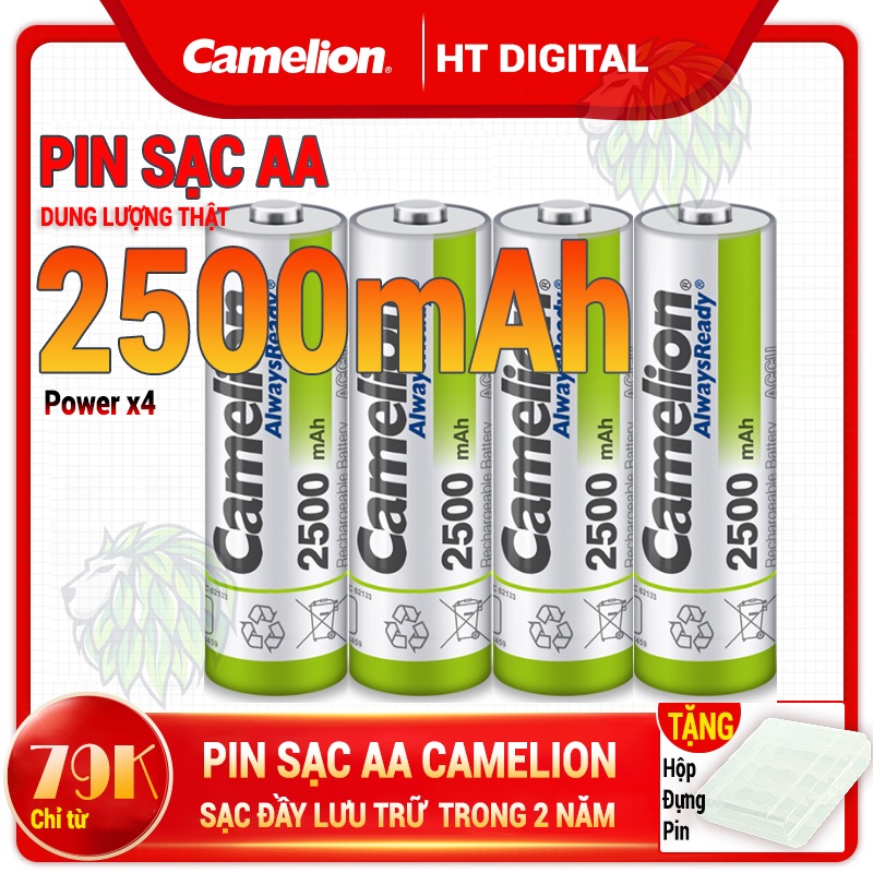 Pin sạc AAA Camelion 2500mAh, dùng cho chuột không dây, đồ chơi trẻ em, máy cạo râu, remote, micro(hàng chính hãng)